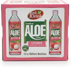 Just Drink Aloe Vera Drink, Lychee Flavour with Aloe Pulp, 500ml, Pack of 12