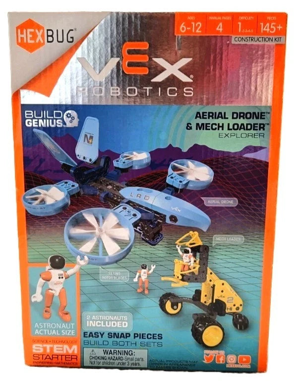 HEXBUG VEX ROBOTICS AERIAL DRONE & MECH LOADER EXP. STEM STARTER + ASTRONAUTS