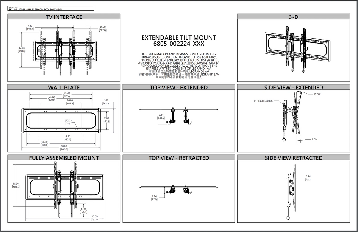 Sanus Advanced tilt Large TV Mount Bracket 42-90 Inch for Large TV