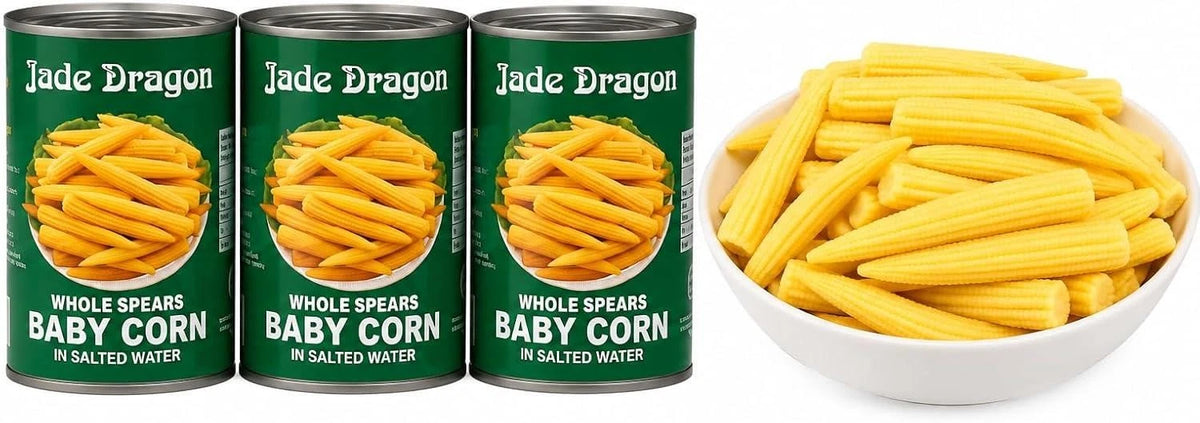 Whole Spears Baby Corn in Salted Water 425g, Pack of 3