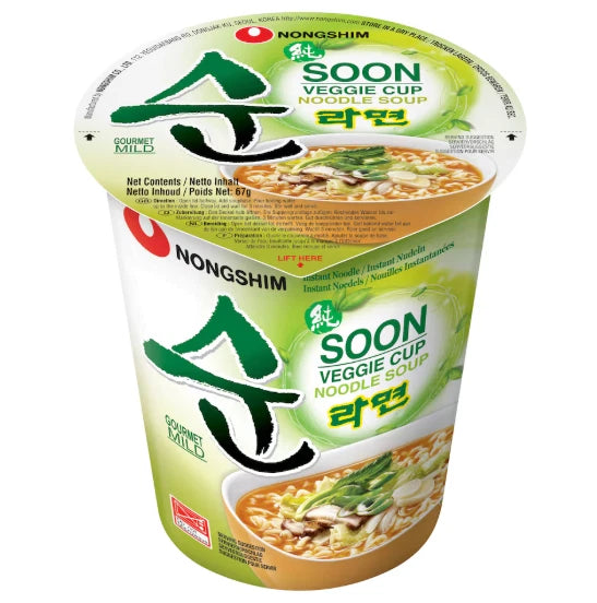 Nongshim Soon Veggie Cup Instant Noodle Ramen Soup 67g (Pack of 6)