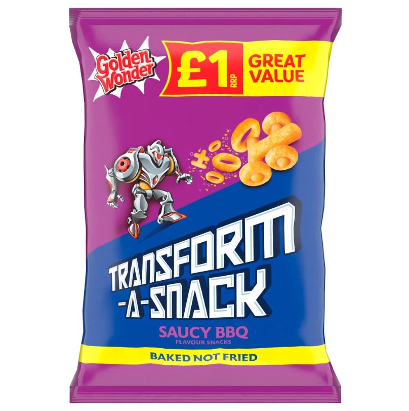 Golden Wonder Transform-A-Snack Saucy BBQ Flavour Snacks 56 Pack of 18