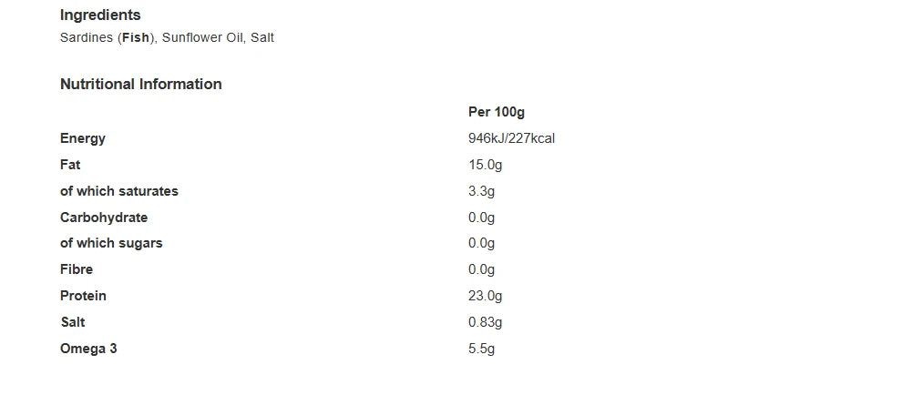 Princes Sardines In Sunflower Oil 120g Tin x 10 Pack Easy Open Tins