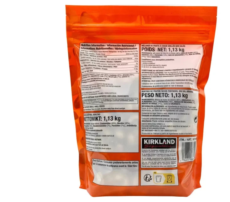 Kirkland Signature Unsalted Mixed Nuts Bag, 1.13kg