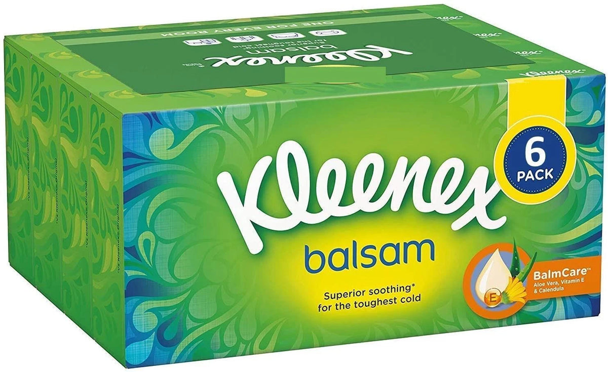 Kleenex Balsam Facial Tissues, Pack of 6 Tissue Boxes