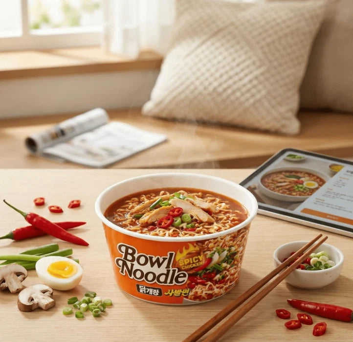 Nongshim Spicy Chicken Bowl Chewy Noodles, Quick Meal 100g Pack of 6