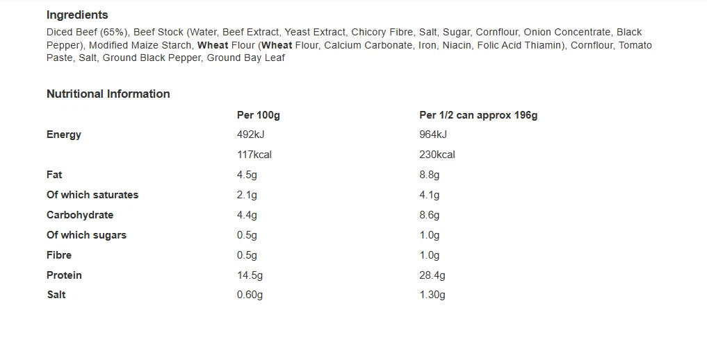 2 x Princes Stewed Steak 392g Can with Beef Steak in a Rich Gravy