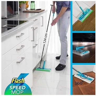 FLASH Speed-Mop Starter Kit 4 Dry Sweeping Pads, 4 Wet Mopping Cloths Refill