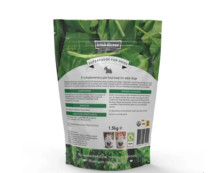 Irish Rover New Select Super foods For Dogs Food Chicken Spinach and Kale 1.5Kg
