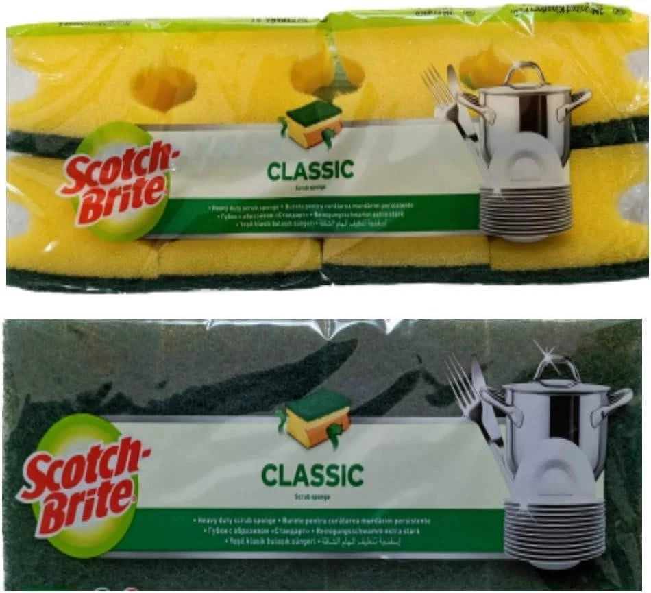 Scotch Brite Classic Sponge Scourers-Heavy Duty & Long Lasting (Pack 3 x 8) 24