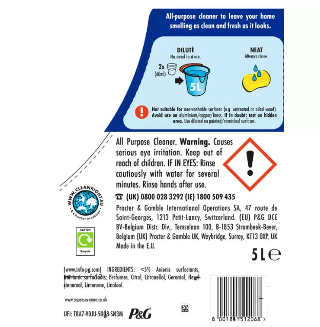 Flash Lemon All Purpose Liquid Cleaner, 5L Bottle