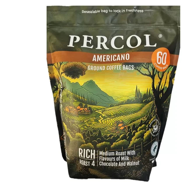 Percol Americano Medium Roast Coffee Bags, 60 x 8g