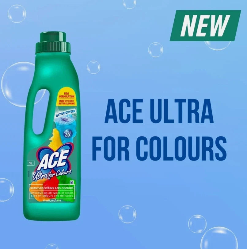 ACE Ultra Fabric Stain Remover Liquid For Whites & Colours 1L - Pack OF 2