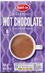 Bestin Sweetened Hot Chocolate Powder, Just Add Hot Water, 200g, 8 Sachets