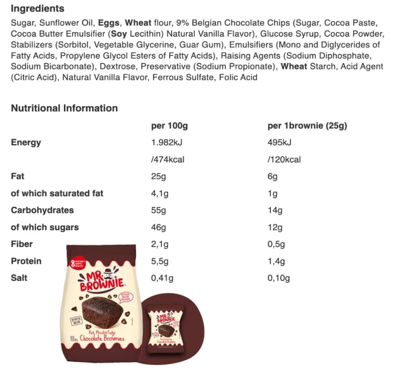 Mr. Brownie 16 Chocolate Brownies 200g (8 Each Bag)