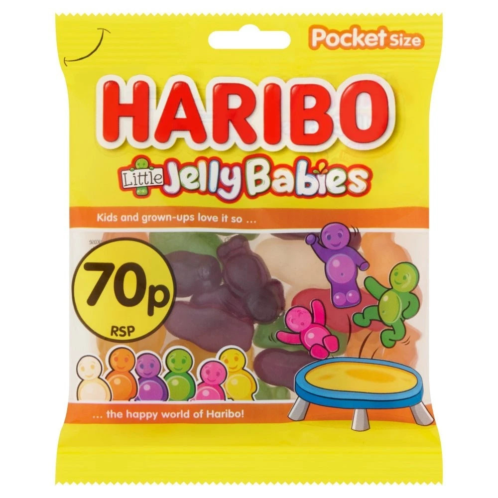 HARIBO Fried Eggs Giant Strawbs Yellow Bellies Little Jelly Babies 60g x 20 Pack