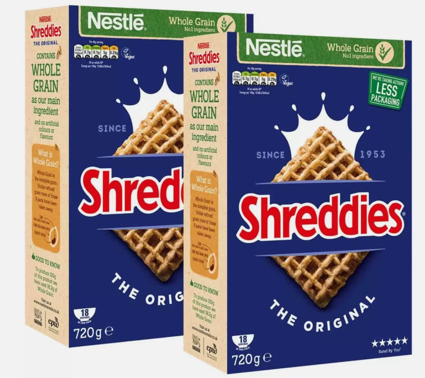 Nestle Shreddies The Original Breakfast Cereal Wholegrain Crunchy Pack 2 x 720g