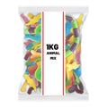 Animal Mix Gummy Sweets, Assorted Colourful Shapes, Bulk Bag, 1kg