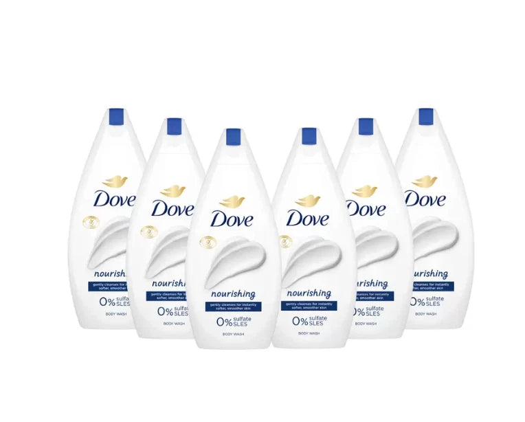 Dove Nourishing Body Wash Smooth Creamy Gentle Skin Free Sulfate Pack 6x450ml