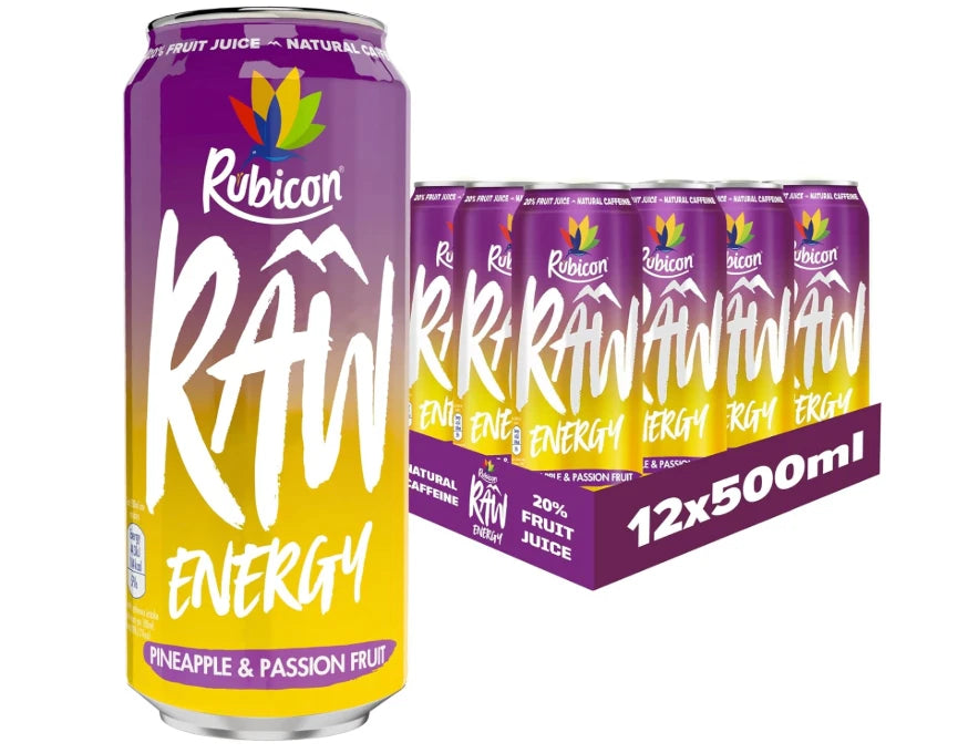 Rubicon Raw Energy Pineapple & Passion Fruit 500ml x 12