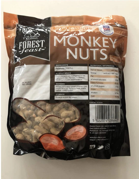 Forest Feast Oven Roasted Monkey Peanuts in Shell, 2 kg