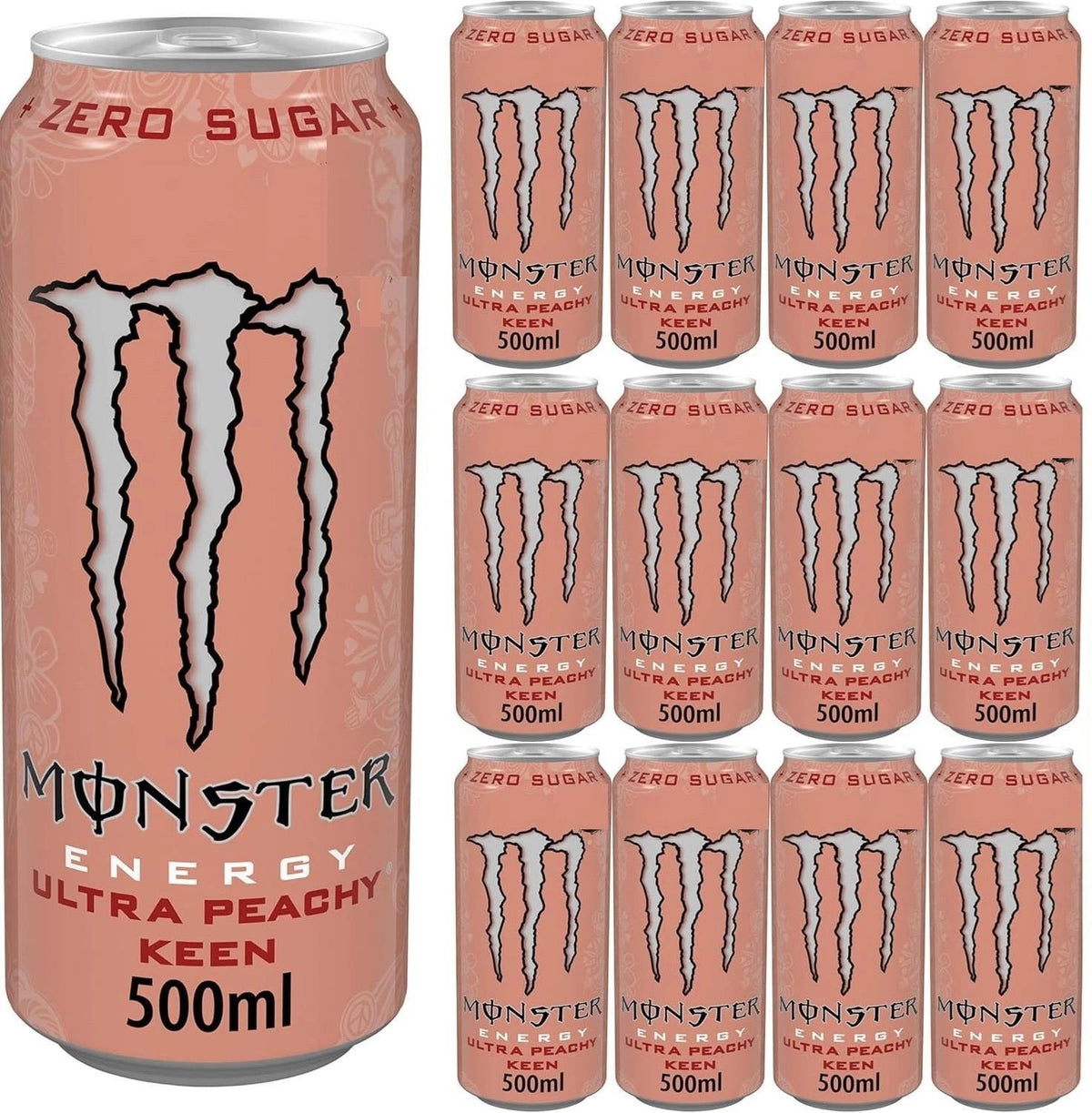 Monster Energy Drink Ultra Peachy Keen 12 Pack (12 x 500ml) - Sports Beverage