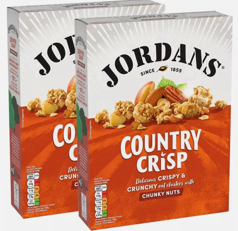 Jordans Country Crisp Chunky Nuts Oat Clusters Wholegrain Cereal Pack of 2x 850g