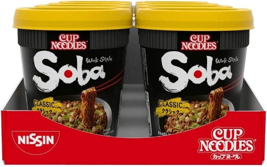 Nissin Soba Classic Instant Wok Style Noodles 90g Pot (Pack of 8)