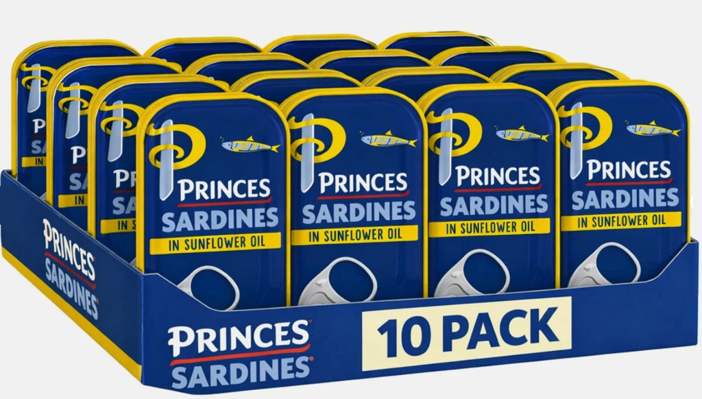 Princes Sardines In Sunflower Oil 120g Tin x 10 Pack Easy Open Tins