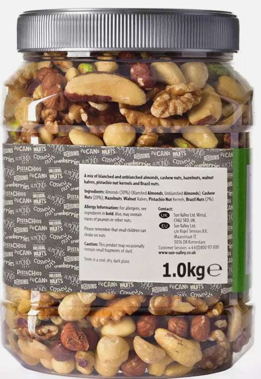Sun Valley Mixed Nuts Unsalted Premium Quality Fresh Natural Selection Pack 1kg