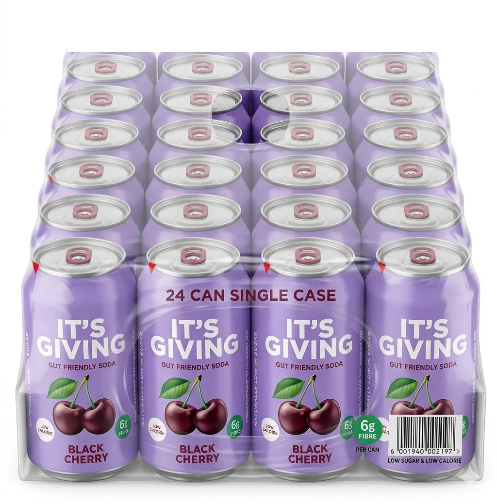 It’s Giving Black Cherry 330ml Sparkling Fruity Soft Drink Refreshing Fizzy
