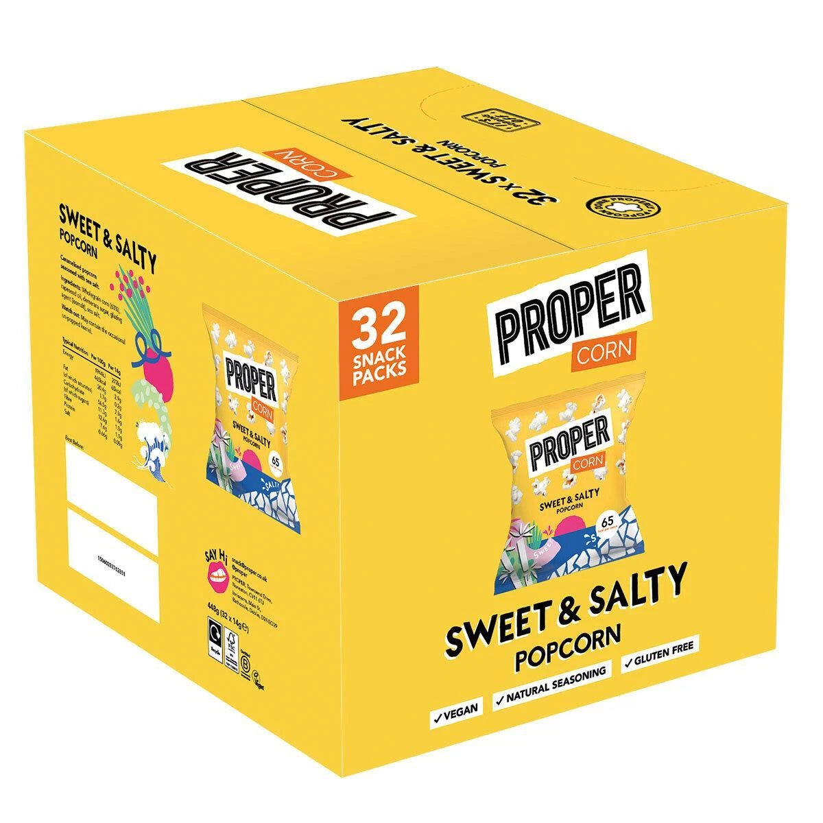 Proper Corn Popcorn Sweet & Salty Mixed Case, 32 x 14g
