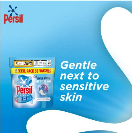 Persil Non Bio Wash Pods Laundry Detergent Washing Tablet Pack 2 x 58 Capsules