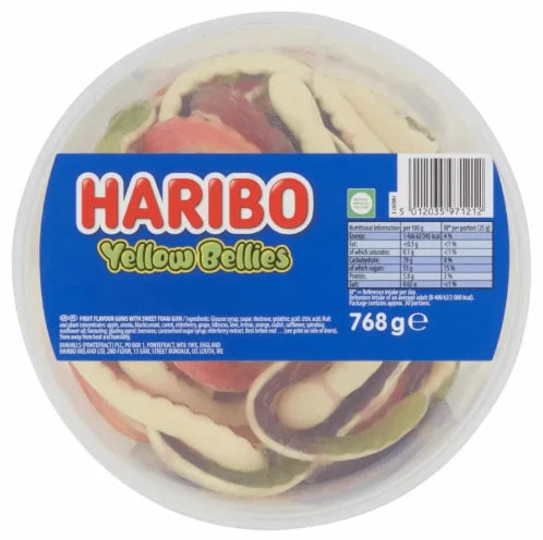HARIBO Yellow Bellies Fruit Flavour & Foam Gums Sweets Tub 768g