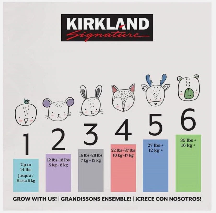 Kirkland Signature Baby Diapers Size 3 Nappy 7-13kg Breathable Pack 222 Nappies