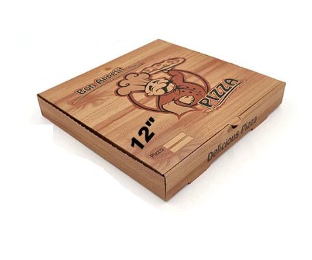 12" Brown Premium Quality PIZZA BOX Take Away Fast Food Printed Pack of 90