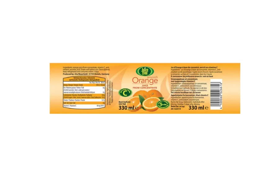 Juice Tree Orange Juice Drink From Concentrate Bottle Kid Lunch Box 12x330ml