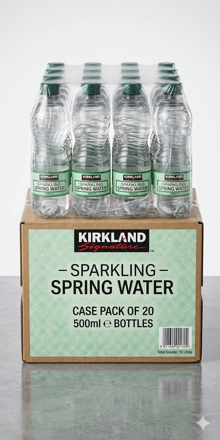 Kirkland Signature Sparkling Spring Water 500ml Bottle (Pack of 20)
