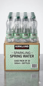 Kirkland Signature Sparkling Spring Water 500ml Bottle (Pack of 20)