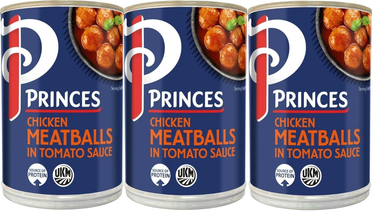 Princes Chicken Meatballs in Tomato Sauce 370g Pack of 3 Cans