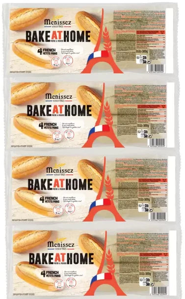 French Petits Pains, Part-Baked White Bread Rolls, 4 x 4 Pack (4 x 300g)
