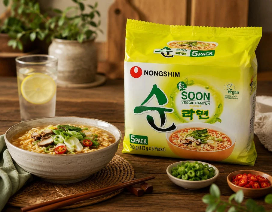 NonShim Soon Veggie Ramyun Noodle, Vegan, 112g x 5 Pack