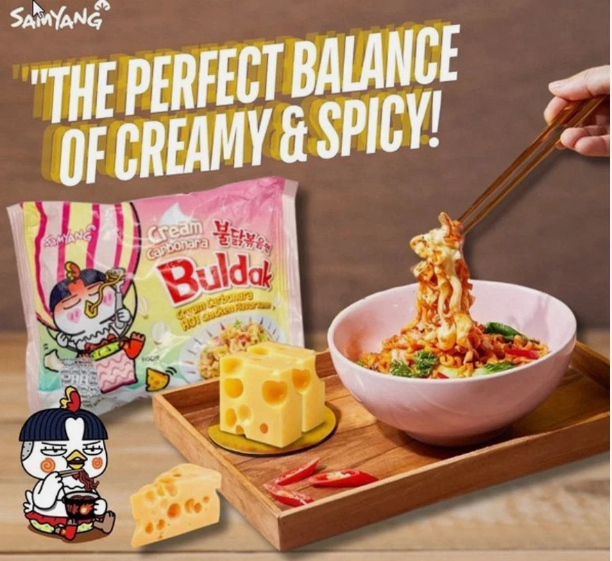 Samyang Buldak Ramen Carbonara, Spicy Chicken Flavor 105g Pack of 6