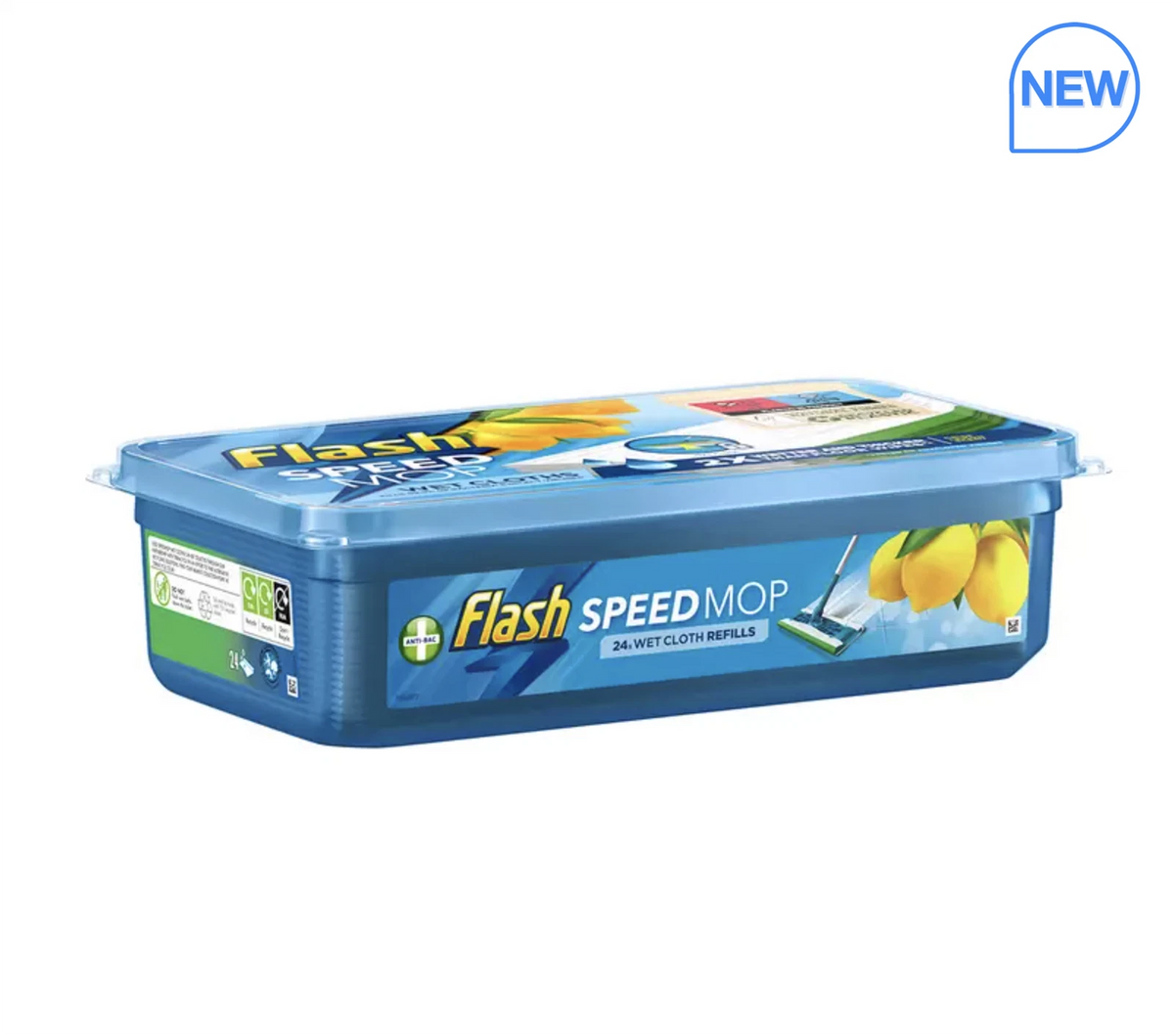 Flash Speedmop Wet Cloths Lemon Multi-Surface Refills Pack of 2 x 24