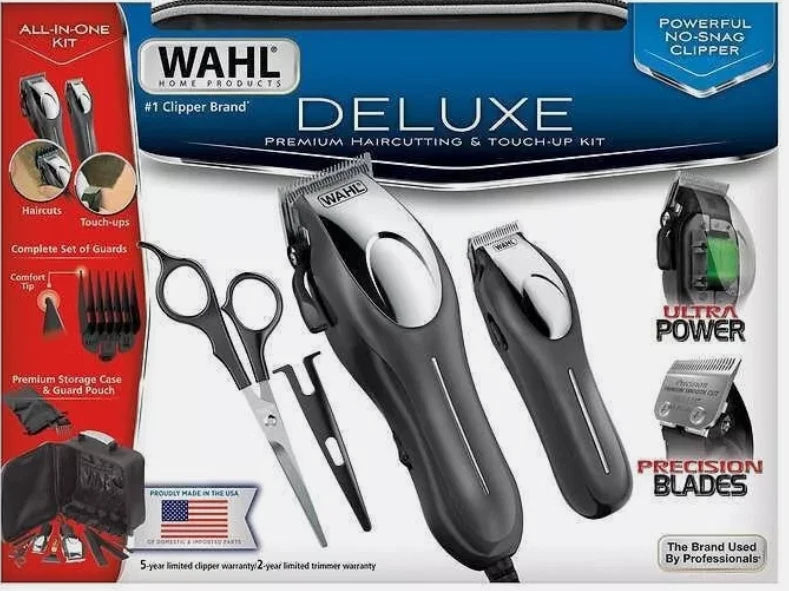 Wahl 79651-802 Deluxe Hair Cutting Clippers & Trimmer Touch Up Kit + Case