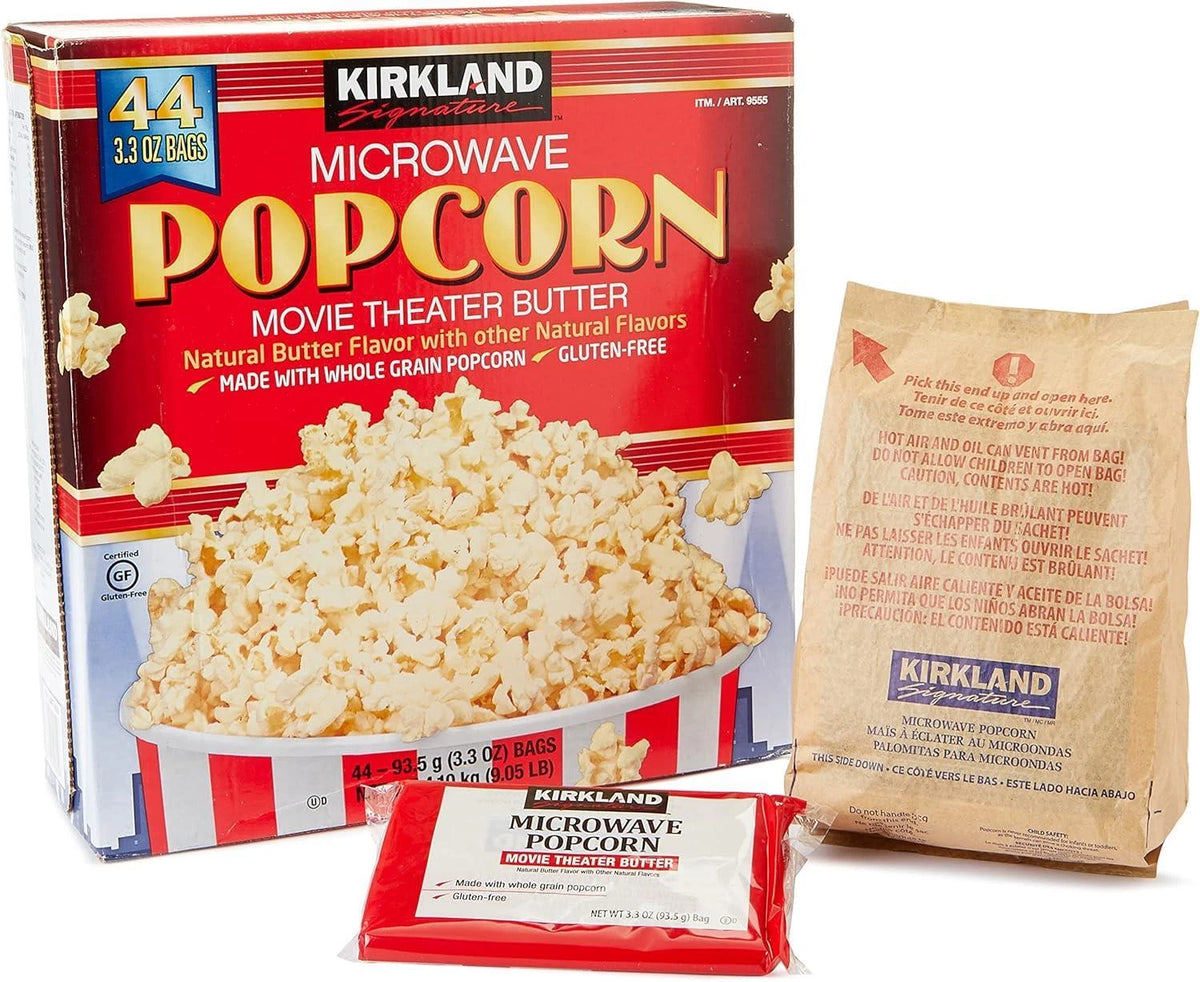Kirkland Signature Microwave Popcorn Movie Theater Butter Natural 44 Bags 4.10Kg