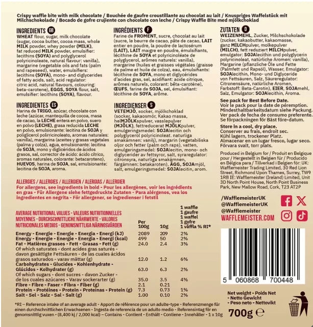 Wafflemeister Belgian Chocolate Mini Waffle Bites, 700g