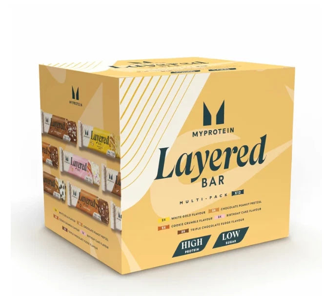 My Protein Layered Multipack Variety Low Sugar Snack Mix Flavour Bar Pack 12x60g