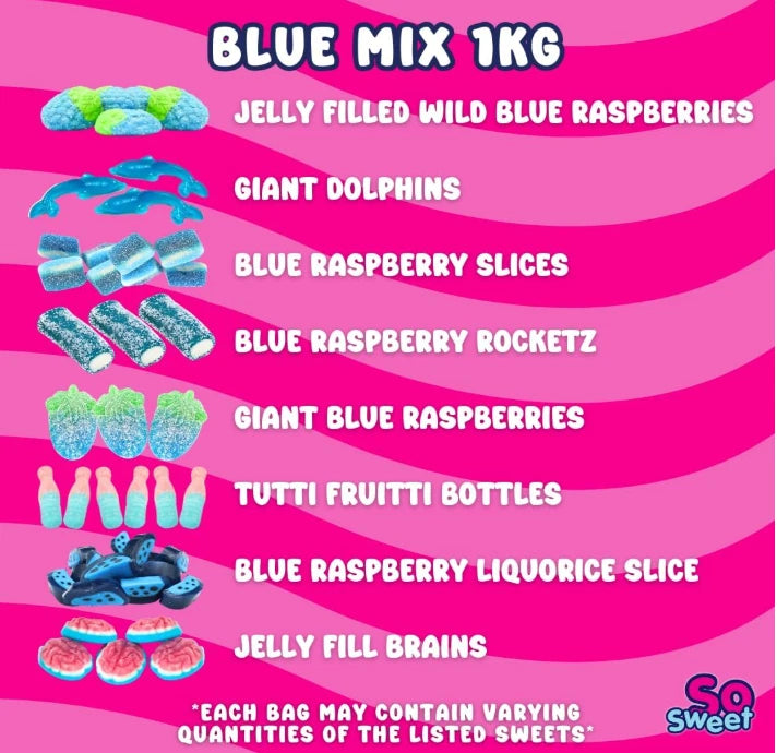 SoSweet Blue Sweet Mix – 1kg Bulk Bag Fruity Blue-Themed Pick & Mix Sweets