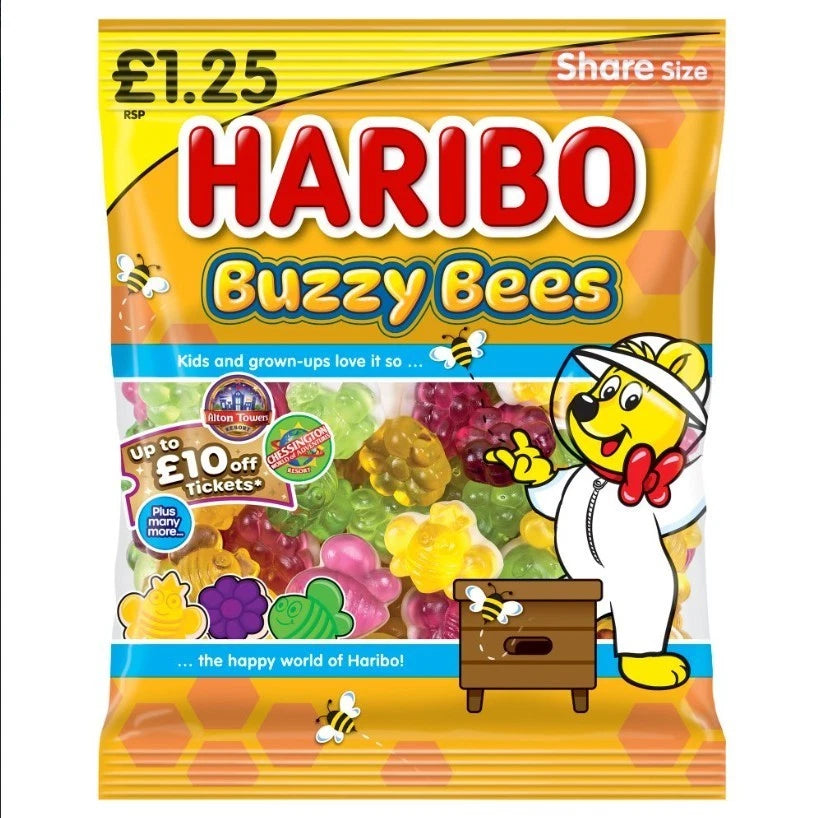 Haribo Share Bags 140g Fruity Fizzy Gummy Jelly Sweets Assorted Flavours 12 Pack